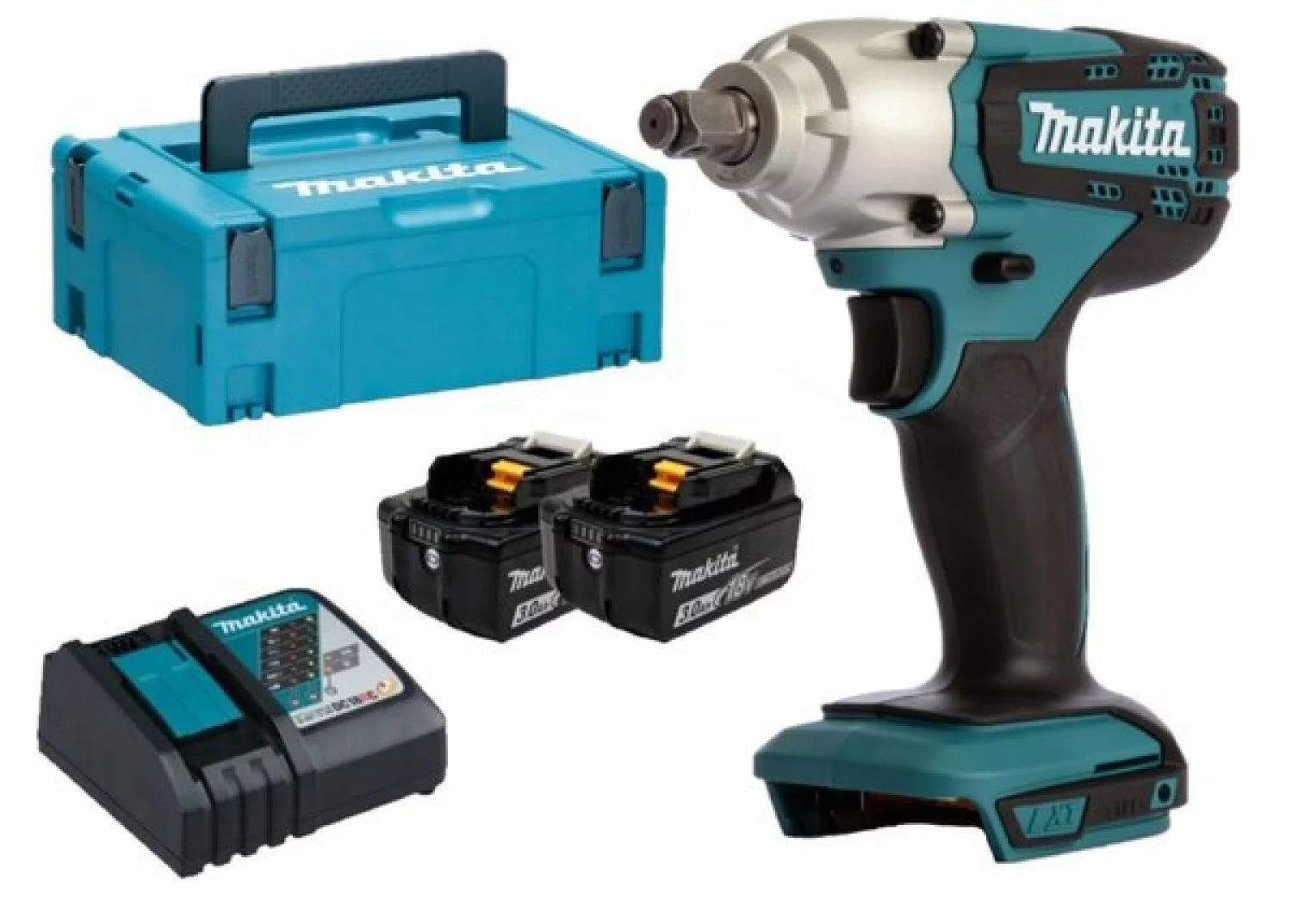 Makita DTW190RFJ 18V Li-Ion Accu slagmoersleutel set (2x 3.0Ah accu) in Mbox - 190Nm - 1/2" - koolborstelloos-image