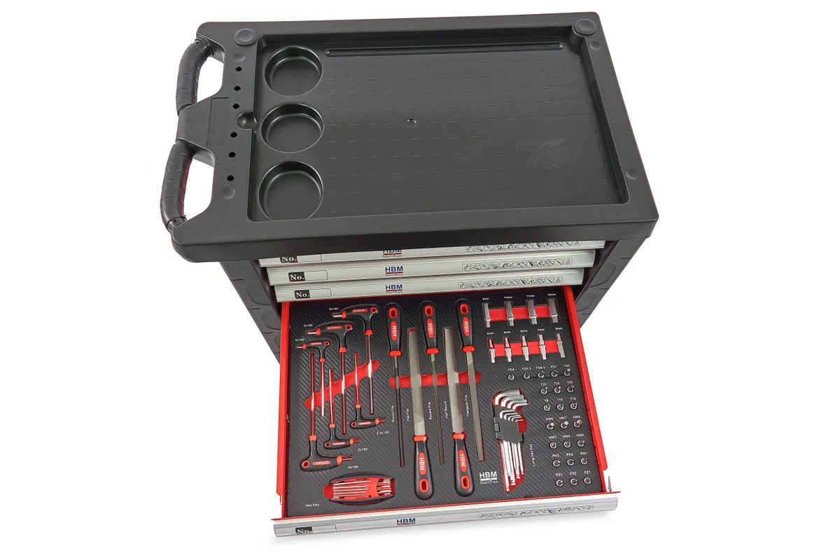 HBM gevulde gereedschapswagen 196-delig, rood Image 10