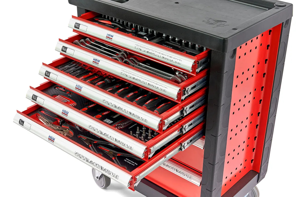 HBM gevulde gereedschapswagen 196-delig, rood Image 6